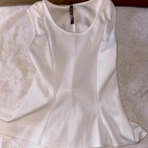 White peplum high low top
